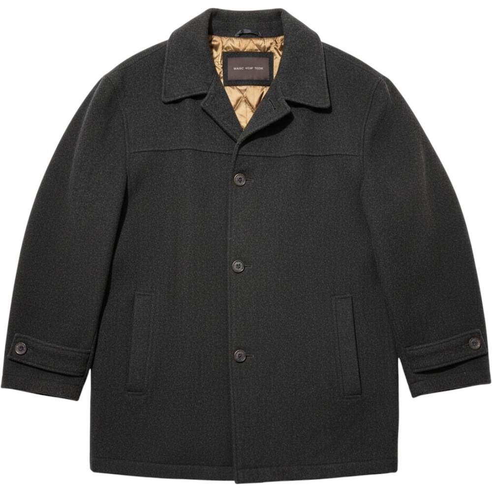 Marc New York Mens XL Wool Blend Car Coat Charcoal Grey Quilted Lined Jacket